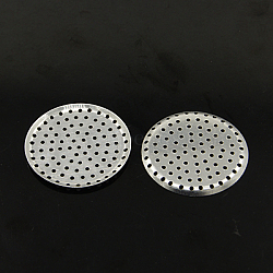 Aluminum Finger Ring/Brooch Sieve Findings, Perforated Disc Settingss, Brooch Findings, Platinum, 35x1mm, Hole: 1mm(FIND-D005-01)