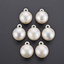 Electroplated ABS Plastic Imitation Pearl Pendants, Round, Seashell Color, 21.5x17mm, Hole: 2mm(KY-T023-004)