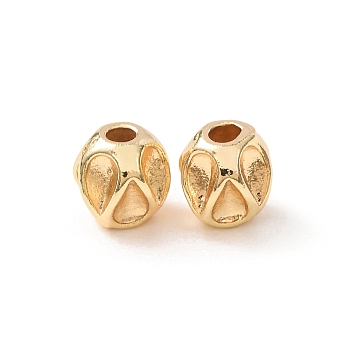 Brass Spacer Beads, Textured Round, Rack Plating, Long-Lasting Plated, Lead Free & Cadmium Free, Real 18K Gold Plated, 6mm, Hole: 1.6mm