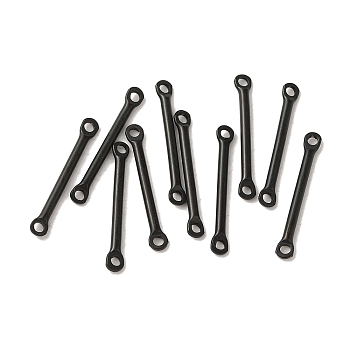 304 Stainless Steel Links, Bar Connector Charms, Black, 20x2.5x1.5mm, Hole: 1.4mm