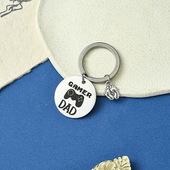 Alloy & 201 Stainless Steel Keychain, with Alloy Rings, Footprint, 6.2cm, Pendant: 13~30mm