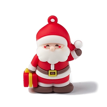 Christmas PVC Big Pendants, Santa Claus Charm, Red, 55x43x22mm, Hole: 2.5mm