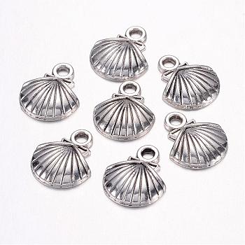 Tibetan Style Alloy Pendants, Lead Free and Cadmium Free, Antique Silver, 11.8mm wide, 14mm long, 2.8mm thick, hole: 2mm