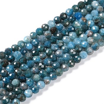 Natural Apatite Beads Strands, Faceted, Round, 4mm, Hole: 0.8mm, about 93pcs/strand, 15.16''(38.5cm)