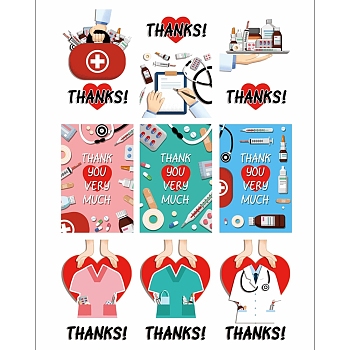 Thanks Theme Cards, for Thanksgiving Medical Worker, Rectangle, Mixed Color, 10x15cm, 9pcs/set