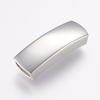304 Stainless Steel Magnetic Clasps, Smooth Surface, Rectangle, Stainless Steel Color, 41x14x9mm, Hole: 5x11mm