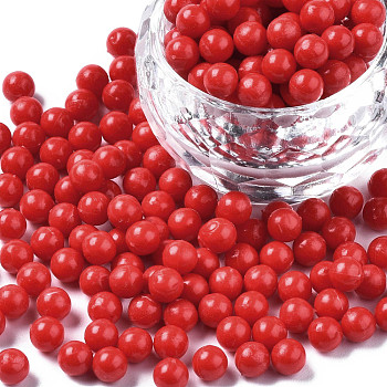 Plastic Water Soluble Fuse Beads, for Kids Crafts, DIY PE Melty Beads, Round, Red, 5mm
