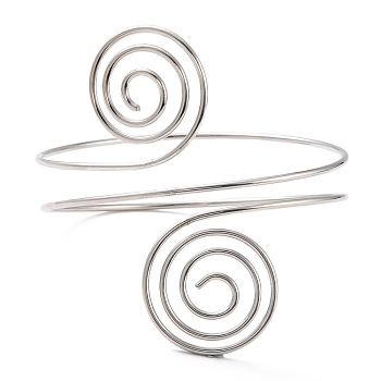 Wire Swirl Spiral Upper Arm Cuff Band, Alloy Open Armlets Bangle for Girl Women, Platinum, Inner Diameter: 3-1/2 inch(8.8cm)