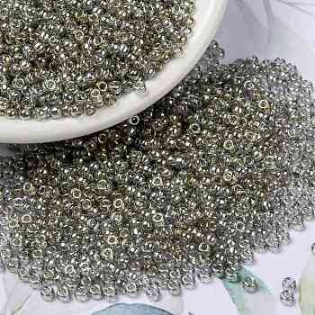 MIYUKI Round Rocailles Beads, Japanese Seed Beads, (RR1881) Transparent Silver Gray Gold Luster, 8/0, 3mm, Hole: 1mm, about 422~455pcs/bottle, 10g/bottle
