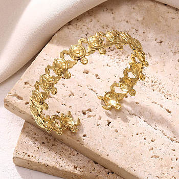 304 Stainless Steel Cuff Bangles for Women, Tortoise, Golden, Inner Diameter: 2.44x1.89 inch(6.2x4.8cm)