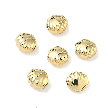 Shell Shape Brass Beads, Cadmium Free & Lead Free, Long-Lasting Plated, Rack Plating, Real 18K Gold Plated, 6x7x4mm, Hole: 1.4mm