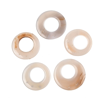 Natural Agate Big Pendants, Donut/Pi Disc Charms, 3-Hole, Bisque, 52~56x7~8mm, Hole: 2mm