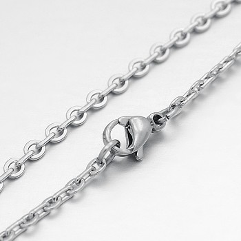 304 Stainless Steel Rolo Chain Necklaces, with Lobster Claw Clasps, Stainless Steel Color, 17.3 inch(43.9cm), 0.6mm