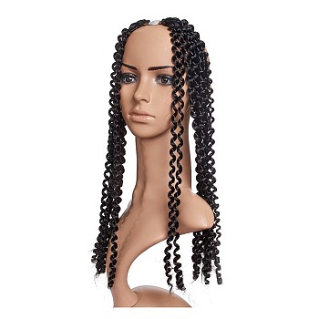 Water Wave Synthetic Braids, Long Curly Dreadlock Extensions, Low Temperature Heat Resistant Fiber, Black, 18 inch(45.7cm)