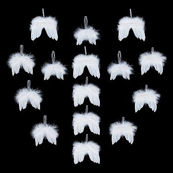 15Pcs 5 Style Feather Wings Pendant Decorations, for Christmas Trees Decorations, White, 120~200mm, 3pcs/style