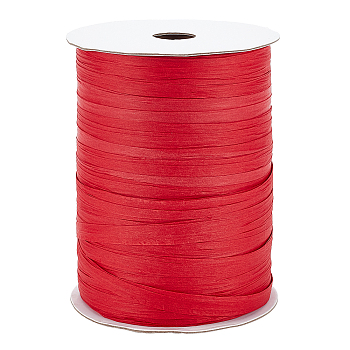 Flat Raffia Paper Ribbon, for Gift Wrapping, Party Decorations, Cerise, 6~6.5mm, about 328.08 Yards(300m)/Roll