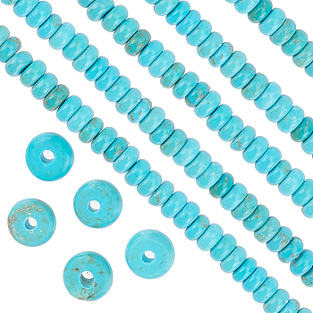 1 Strand Natural Howlite Beads Strands, Dyed, Rondelle, Turquoise, 4x2mm, Hole: 0.8mm, about 201pcs/strand, 15.83 inch(40.2cm)