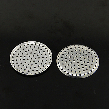 Aluminum Finger Ring/Brooch Sieve Findings, Perforated Disc Settingss, Brooch Findings, Platinum, 35x1mm, Hole: 1mm