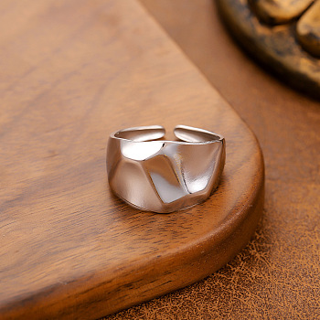 304 Stainless Steel Cuff Open Rings, Nuggets, Stainless Steel Color, 20mm