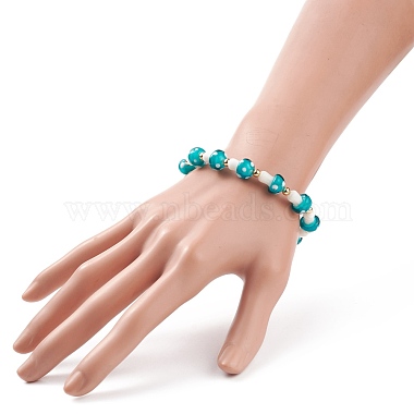 Pulsera elástica con cuentas de hongo murano para mujer(BJEW-JB08228)-4