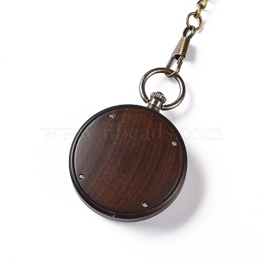 Ebony Wood Pocket Watch with Brass Curb Chain and Clips(WACH-D017-A17-01AB-03)-3