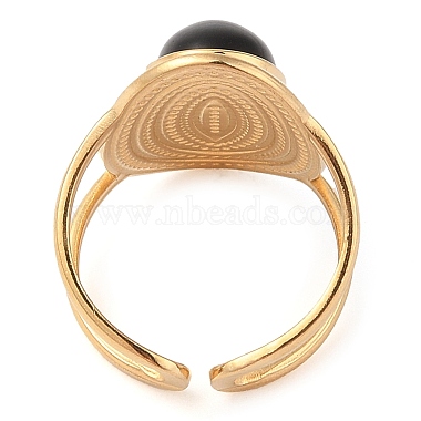 Oval Natural Dyed & Heated Black Agate Finger Rings(RJEW-Z057-14G-010)-3