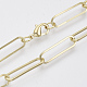 Brass Flat Oval Paperclip Chain Necklace Making(MAK-S072-08B-LG)-1