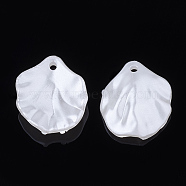 ABS Plastic Imitation Pearl Pendants, Petal, Creamy White, 17x15x4.5mm, Hole: 1.5mm(OACR-S020-13)