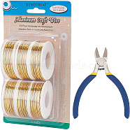 BENECREAT Round Aluminum Wire, with Iron Side Cutting Pliers, Gold, 17 Gauge, 1.2mm, 16m/roll, 6 rolls(AW-BC0003-31D-1.2mm)