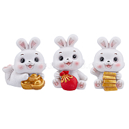 DICOSMETIC 3Pcs 3 Style Resin Display Decoration, Living Room Bedroom Tabletop Feng Shui Ornament for Wealth & Success, Rabbit, Mixed Color, 25~35x32~44x47.5~51mm, 1pc/style(DJEW-DC0001-01)