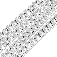 Unwelded Aluminum Curb Chains, Silver, 9x7x1.8mm(X-CHA-S001-049A)