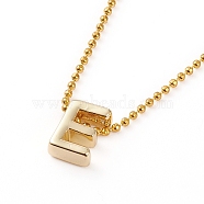 Golden Plated Brass Initial Pendant Necklaces, with Ball Chains, Letter.E, 18.5 inch(47cm)(NJEW-JN03299-04)