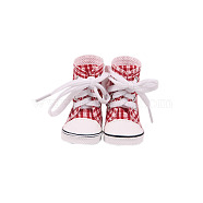 Cloth Doll Shoes, High Top Canvas Sneaker for 14 inch American Girl Dolls Accessories, Crimson, 54x32x58mm(DOLL-PW0001-271D)