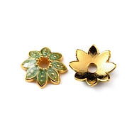 Multi-Petal Alloy Enamel Bead Caps, Flower, Medium Aquamarine, 10x9x2.5mm, Hole: 1.4mm(ENAM-WH0063-03A)