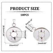 Unicraftale 10Pcs 304 Stainless Steel Pendant Cabochon Settings, Reinestone Claw Setting, Prong Settings, Flat Round, Stainless Steel Color, Tray: 7mm, 26.5x22x2~7mm, Hole: 5x3mm(STAS-UN0041-13)