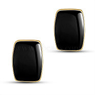 SHEGRACE Alloy Epoxy Resin Stud Earrings, with 925 Sterling Silver Pins, Rectangle, Black, 18x13mm(JE852C)