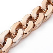 Handmade Plastic Curb Chains, with CCB Plastic Linking Ring, Rose Gold, Link: 30x21x6mm, about 39.37 inch(1m)/strand(AJEW-JB00525-04)