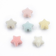 Opaque Resin Beads, Flocky Star, Mixed Color, 18.5x19.5x12mm, Hole: 2mm(RESI-G047-15)