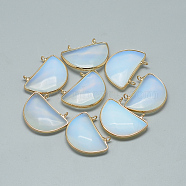 Opalite Semi Circle Pendants, with Brass Findings, Faceted, Half Round, Golden, Light Steel Blue, 32x25~26x7mm, Hole: 2mm(G-Q972-16)