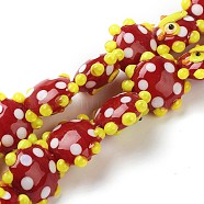 Handmade Lampwork Beads, Flower, Duck, Bumpy, Red, 21x19x10mm, Hole: 2mm, about 20pcs/strand, 12.60''(32cm)(LAMP-G142-01E)