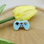 Resin Pendants, with Platinum Plated Iron Loops, Game Controller Charm, Cyan, 20x28mm(RESI-CJC0003-73C)