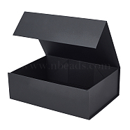 Paper Fold Boxes, Gift Wrapping Boxes, for Jewelry Candy Wedding Party Favors, Rectangle, Black, 8x11x3-5/8 inch(20.2x28x9.3cm)(CON-WH0079-40B-03)