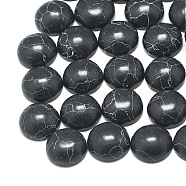 Synthetic Turquoise Cabochons, Dyed, Half Round/Dome, Black, 14x7mm(TURQ-TAC0001-02-14mm)