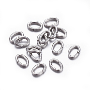 304 Stainless Steel Jump Rings, Open Jump Rings, Oval, Stainless Steel Color, 18 Gauge, 6x4x1mm, Inner Diameter: 2x4mm(A-STAS-F221-40P-K)