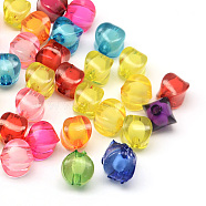 Nuggets Transparent Acrylic Beads, Bead in Bead, Mixed Color, 8~9x8~9x9~10mm, Hole: 2mm, about 1160pcs/500g(TACR-Q009-10mm-M)