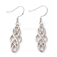 Brass Dangle Earrings, Trinity Knot/Triquetra, Platinum, 43mm, Pin: 0.6mm(EJEW-B002-05P)