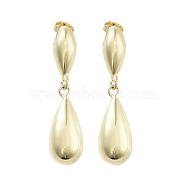 Teardrop Brass Dangle Stud Earrings, Long-Lasting Plated, Lead Free & Cadmium Free, Real 18K Gold Plated, 43x10.5mm(EJEW-Q811-17G)