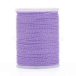 Round Waxed Polyester Cord, Taiwan Waxed Cord, Twisted Cord, Lilac, 1mm, about 12.02 yards(11m)/roll(YC-G006-01-1.0mm-11)