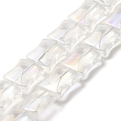 Transparent Electroplate Glass Beads Strands, Rainbow Plated, Bamboo Joint, Clear AB, 12x10x5.5mm, Hole: 1mm, about 49pcs/strand, 24.02''(61cm)(EGLA-H103-AB01)