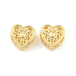 Valentine's Day Rack Plating Alloy European Beads, Large Hole Beads, Cadmium Free & Nickel Free & Lead Free, Heart, Golden, 11x12x7mm, Hole: 5.5x4.7mm(FIND-B034-24G)